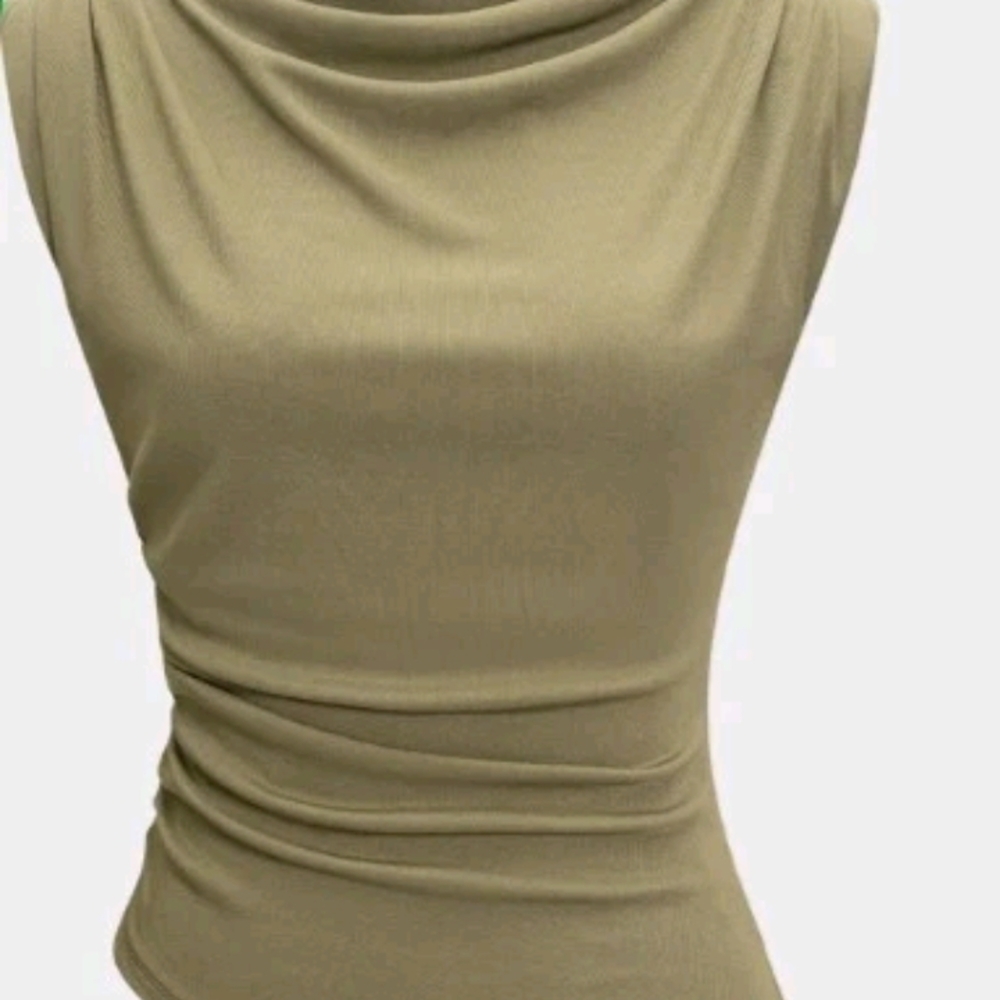 Elegant Olive Green Sleeveless Blouse